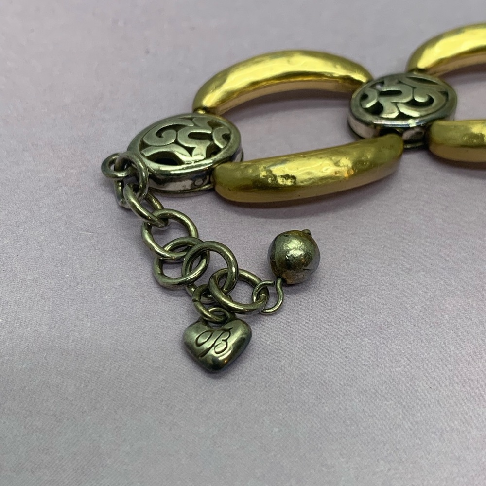 Retired Brighton Sensation Two Tone Rectangle + Scrolls Link Bracelet
